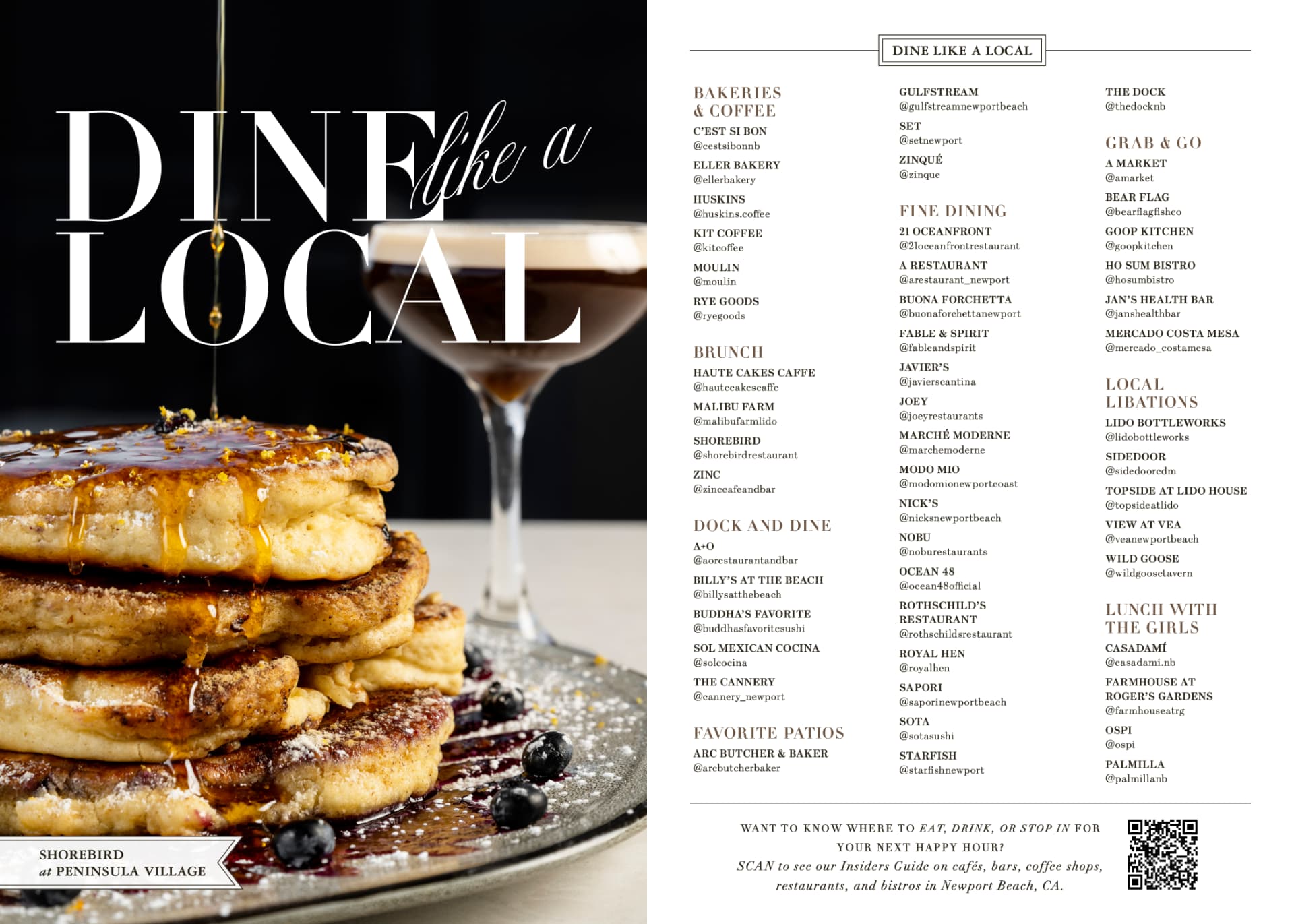 Dine Like a Local directory spread in The Scout Guide Newport Beach